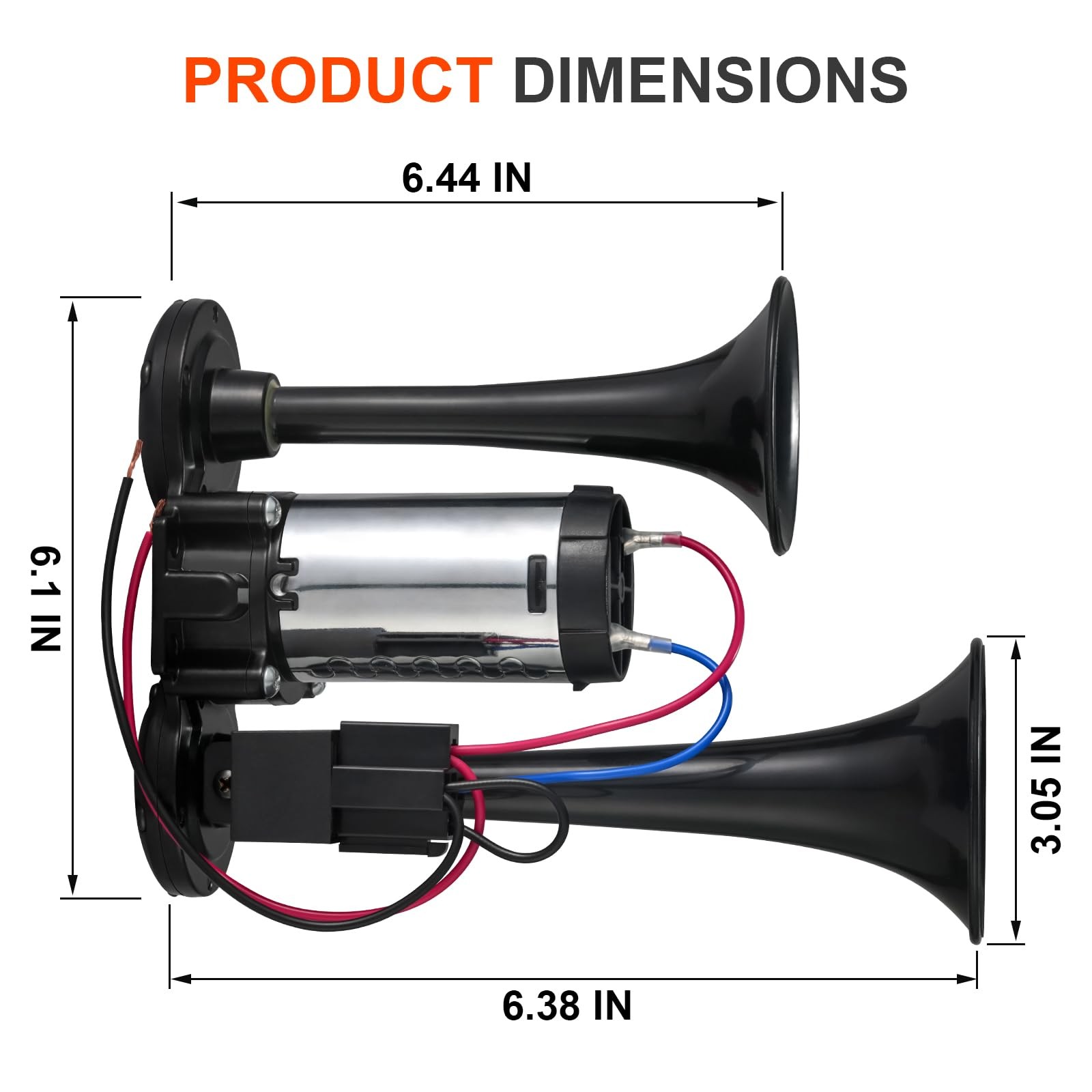 CZC AUTO 12V 120dB Air Horn Dual Trumpets, Super Loud Electric Train Horn Kit…