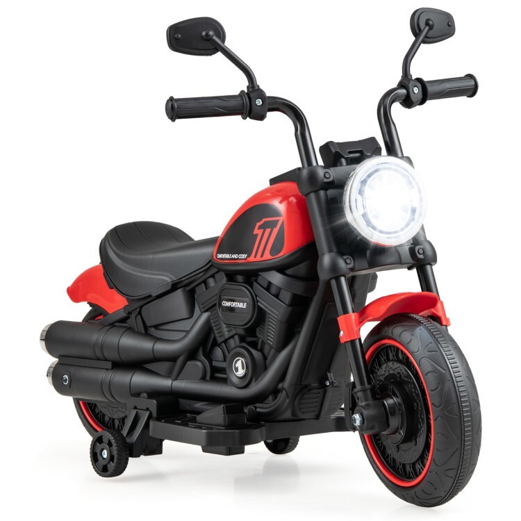 Kids Ride on Electric Motorcycles Gift Kids w/Training Wheels and LED Headlights