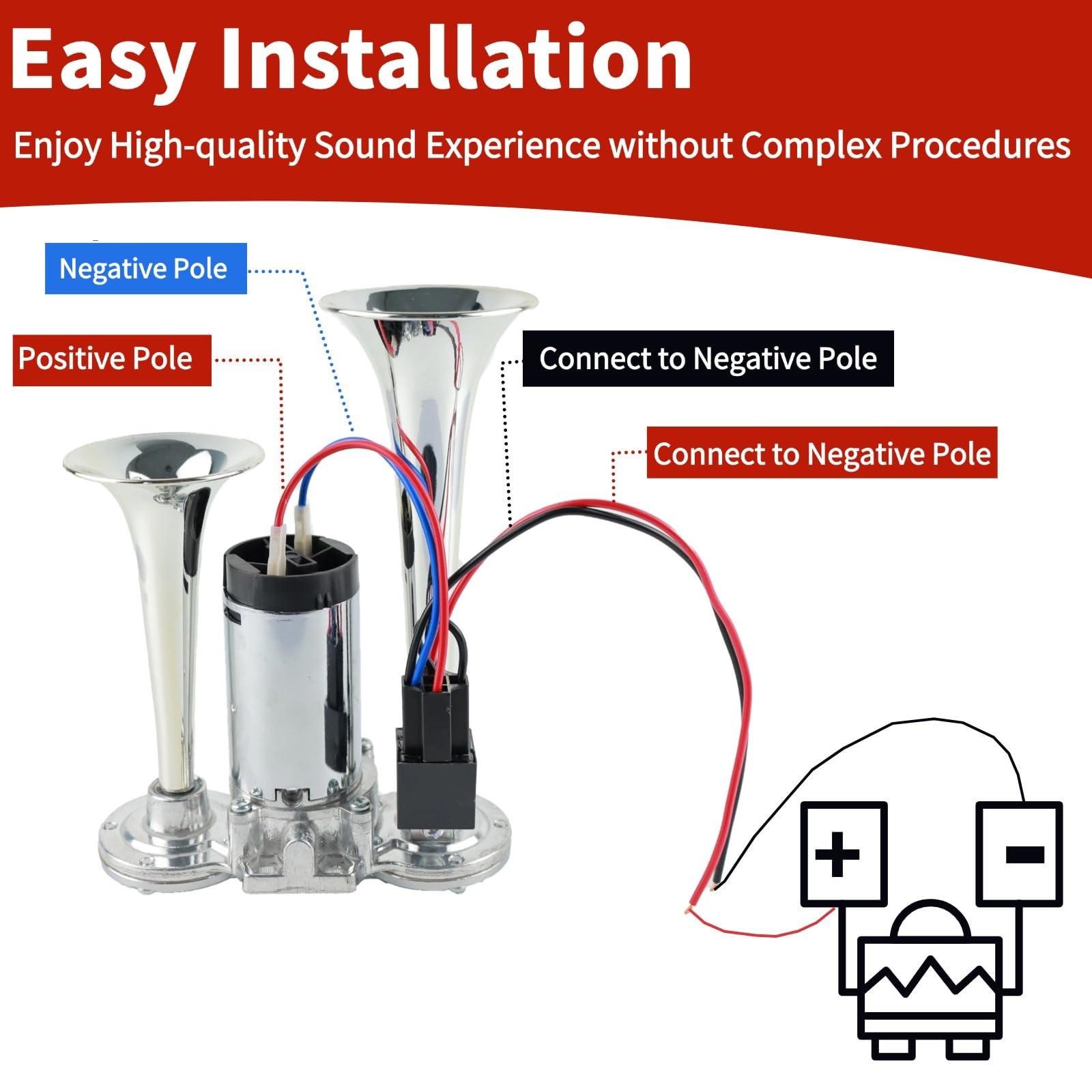 600DB Air Horn Kit Super Loud with Air Compressor, Train Horn Loud Dual Trump…