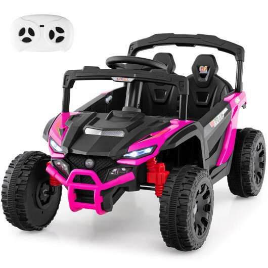12V Kids Ride On Car UTV Electric Vehicle with LED Lights Music and Horn-Black