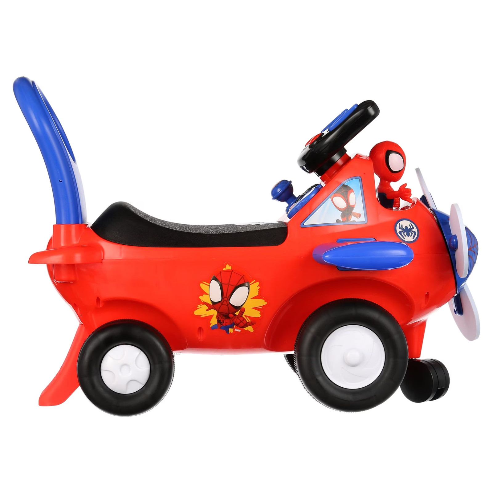 Kids Ride On Toy Car Spider-Man Airplane Sounds Light-Up Spinning Propeller