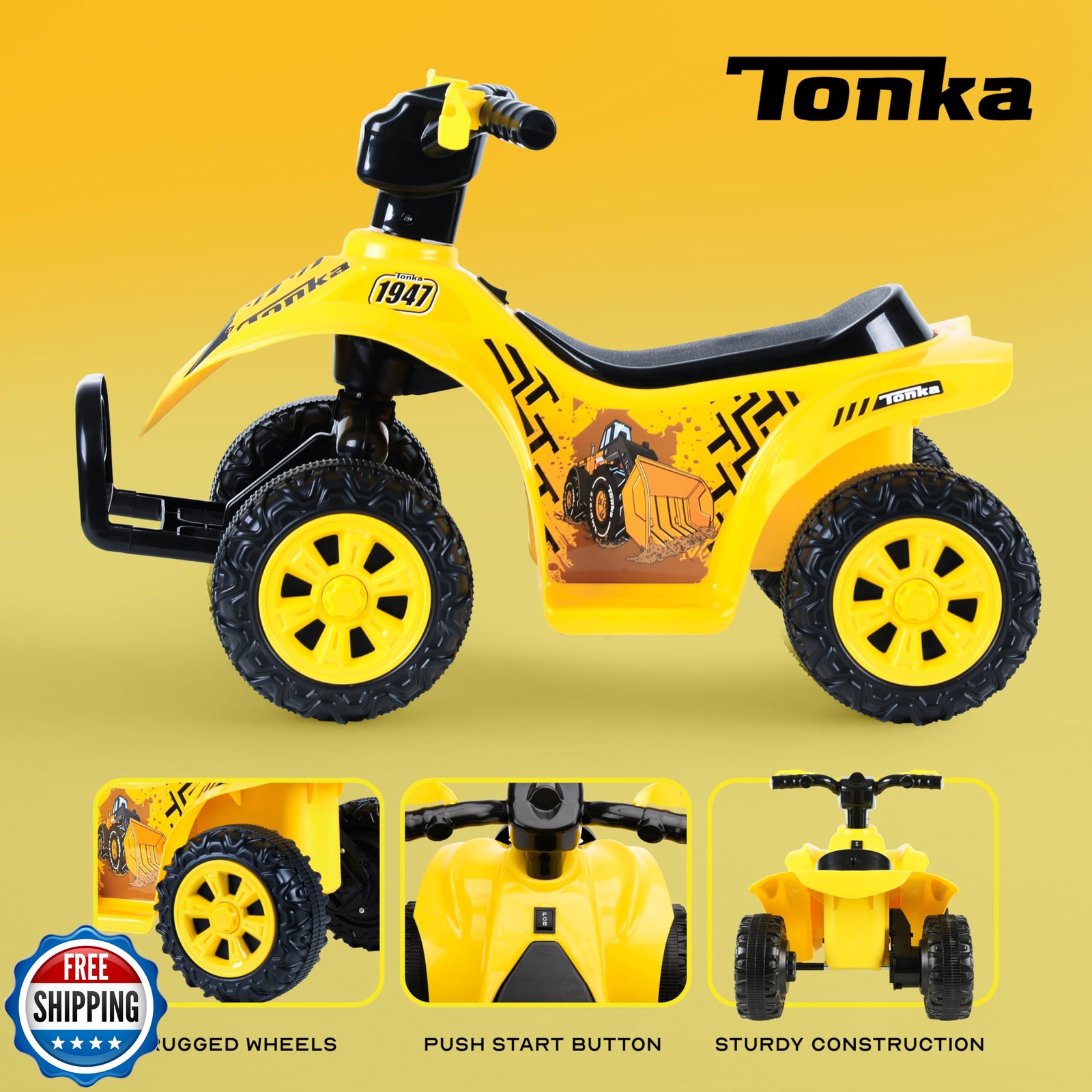 Tonka – 6V ATV Quad for Kids, Powerful and Safe Ride-On Toy with Rechargeable…