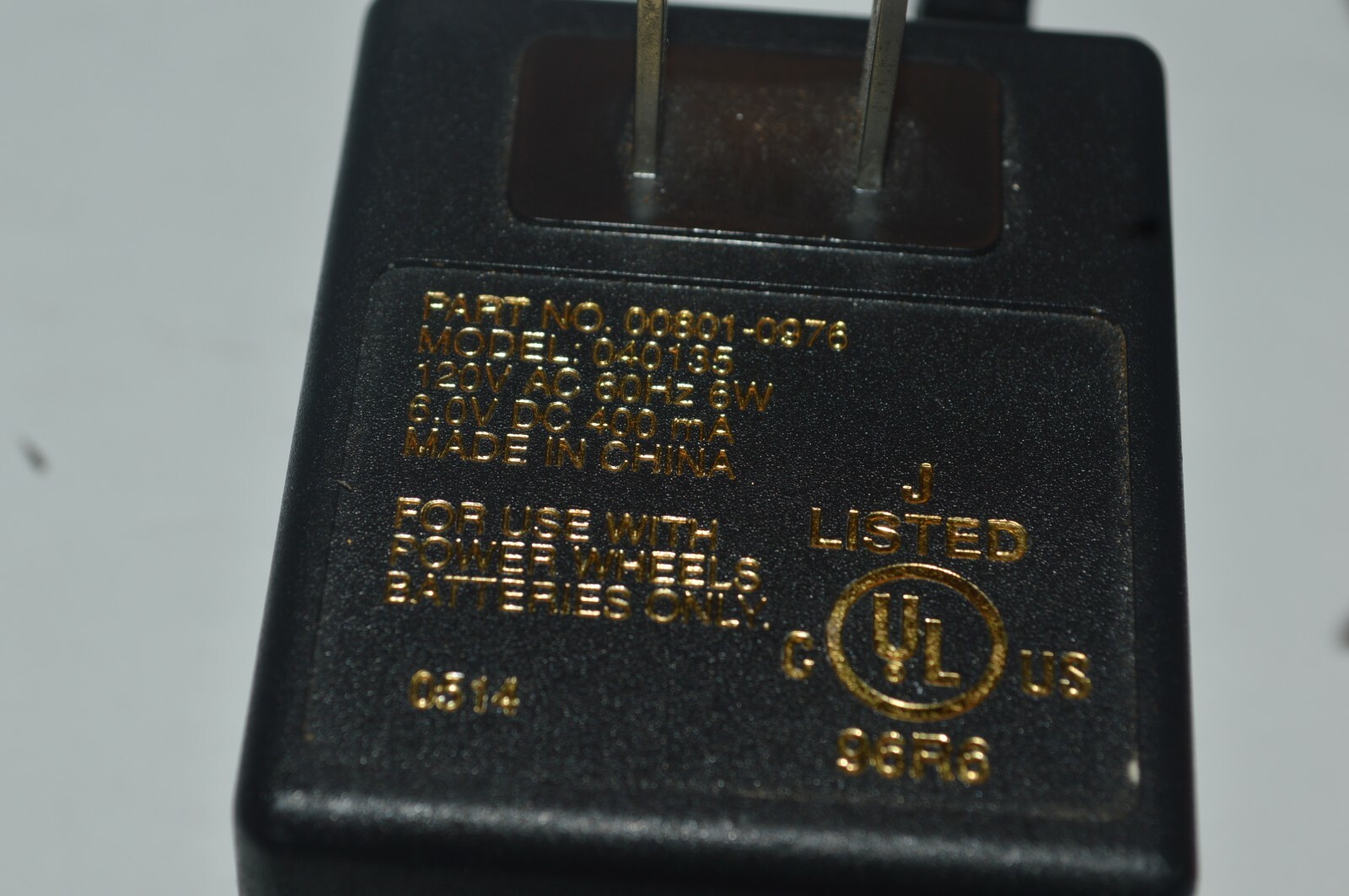 Fisher Price POWER WHEELS Model 040135 Battery Charger Part NO 00801-0976 Origin