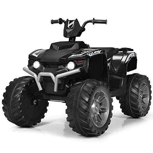 Kids ATV Battery Powered Electric Vehicle w/LED Lights, High & Low 12V Black