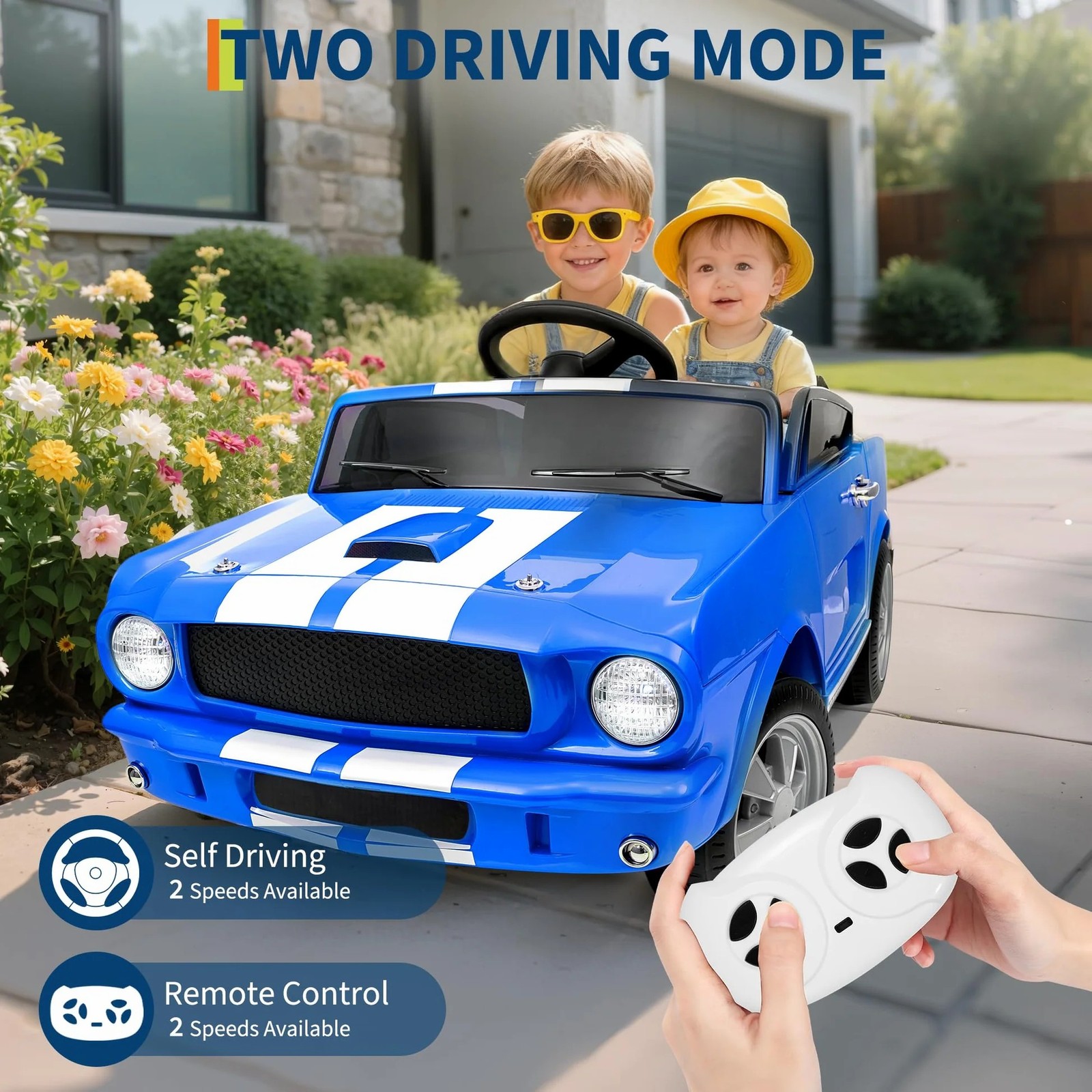 P Series 24V Licensed Shelby GT350 Ride On 2-Seater Remote 2-Speed Safety Belt.