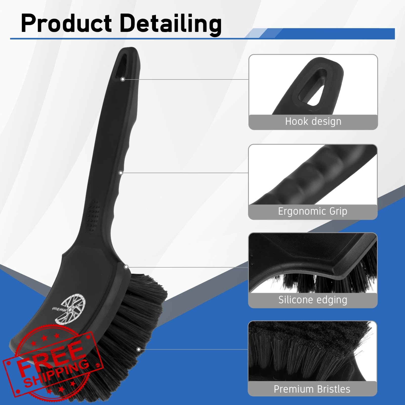 MVEQRRN Wheel Tire Brush Set Stiff Soft Black