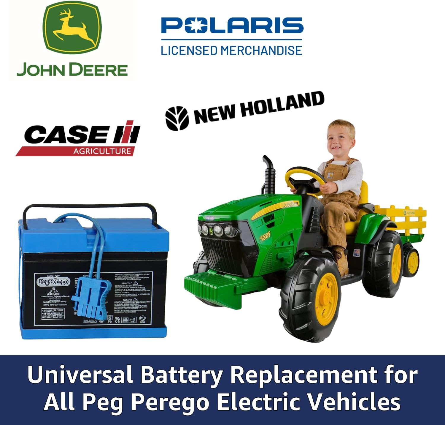 Peg Perego Official 12 Volt Replacement Battery for Ride on Toys. All Season Per