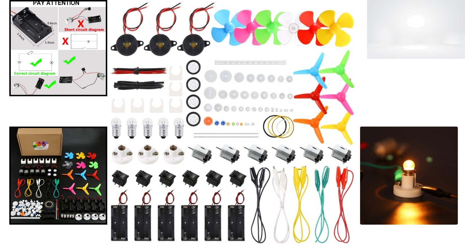 DC Motor Kit 131 PCS Mini Electric Motors 1.5-3V 15000RPM Gears STEM Science Set