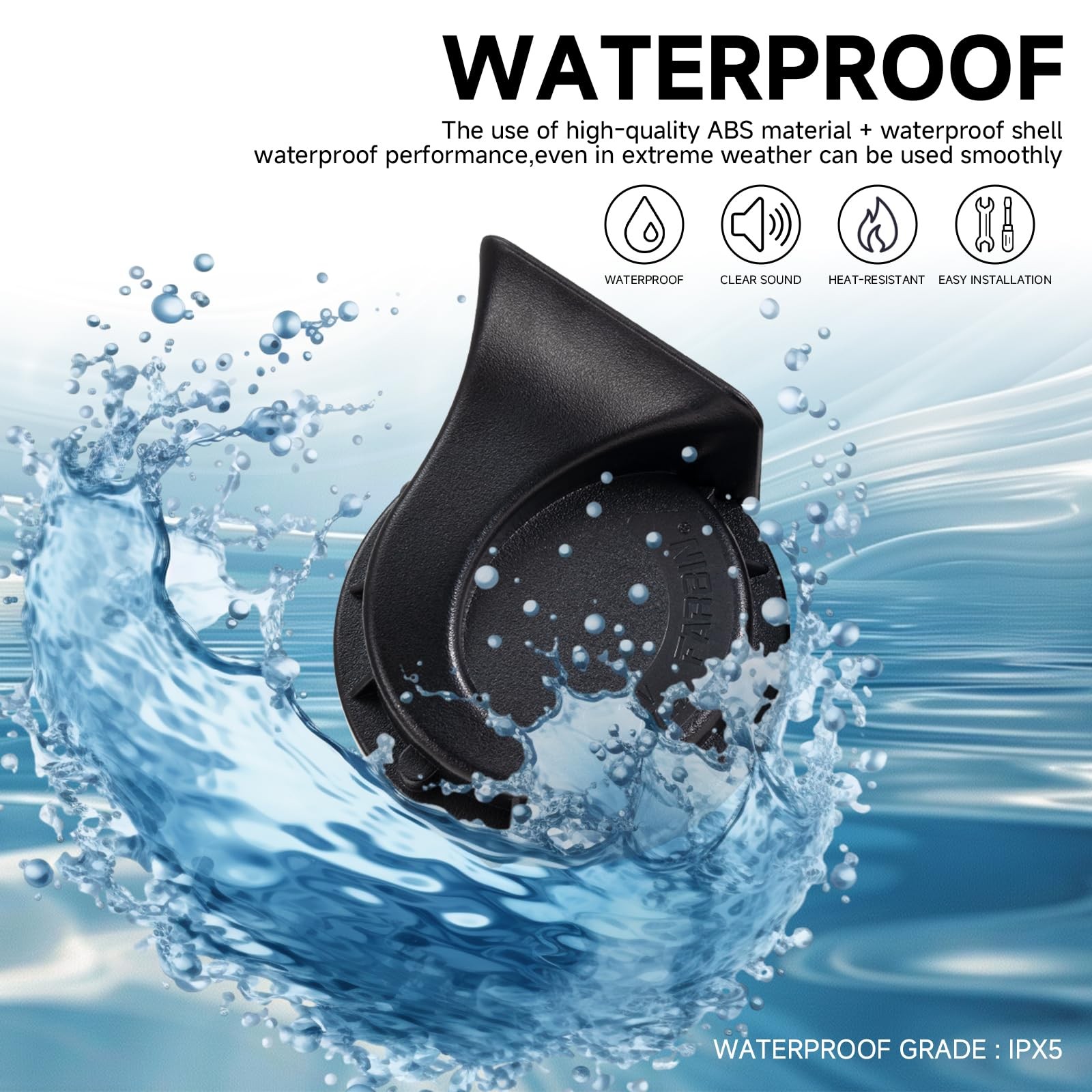 Compact Horn 12V Car Loud LowTone 410HZ Waterproof Universal Vehicles