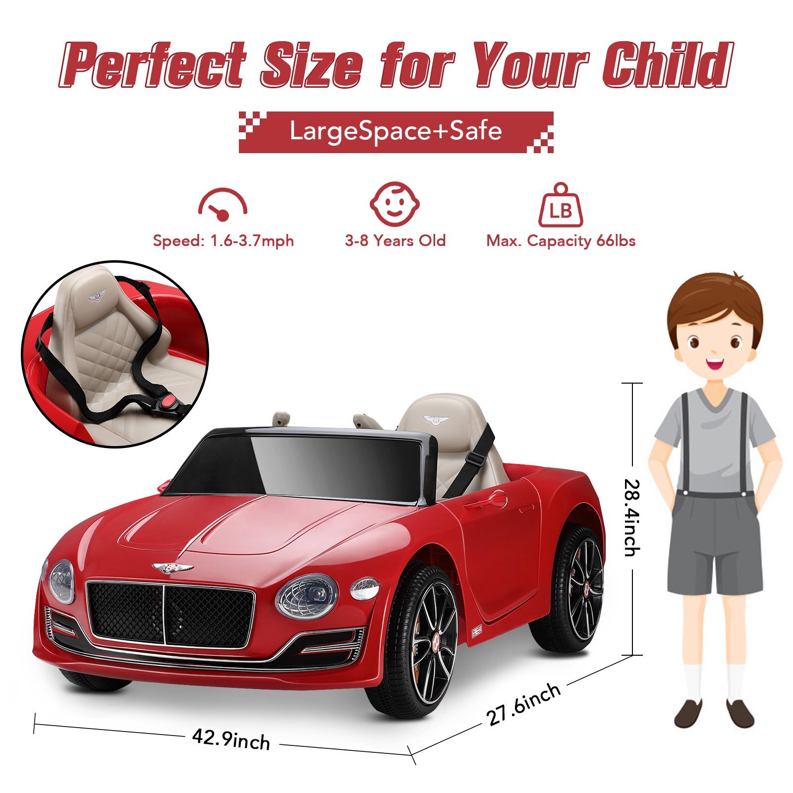 12V Kids Electric Ride On Toys Licensed BENTLEY Style Car Gifts w/Remote Control