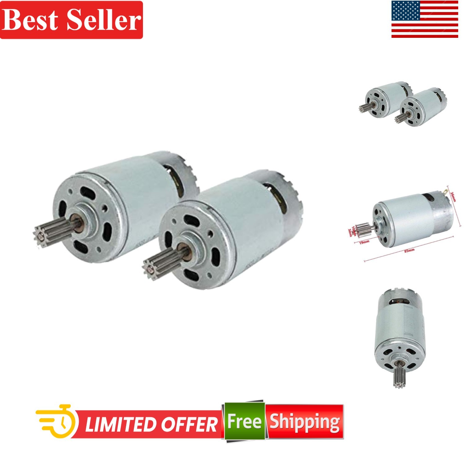 2 Pcs RS550 24V 35000 RPM Electric Motors for Kids Ride On Cars
