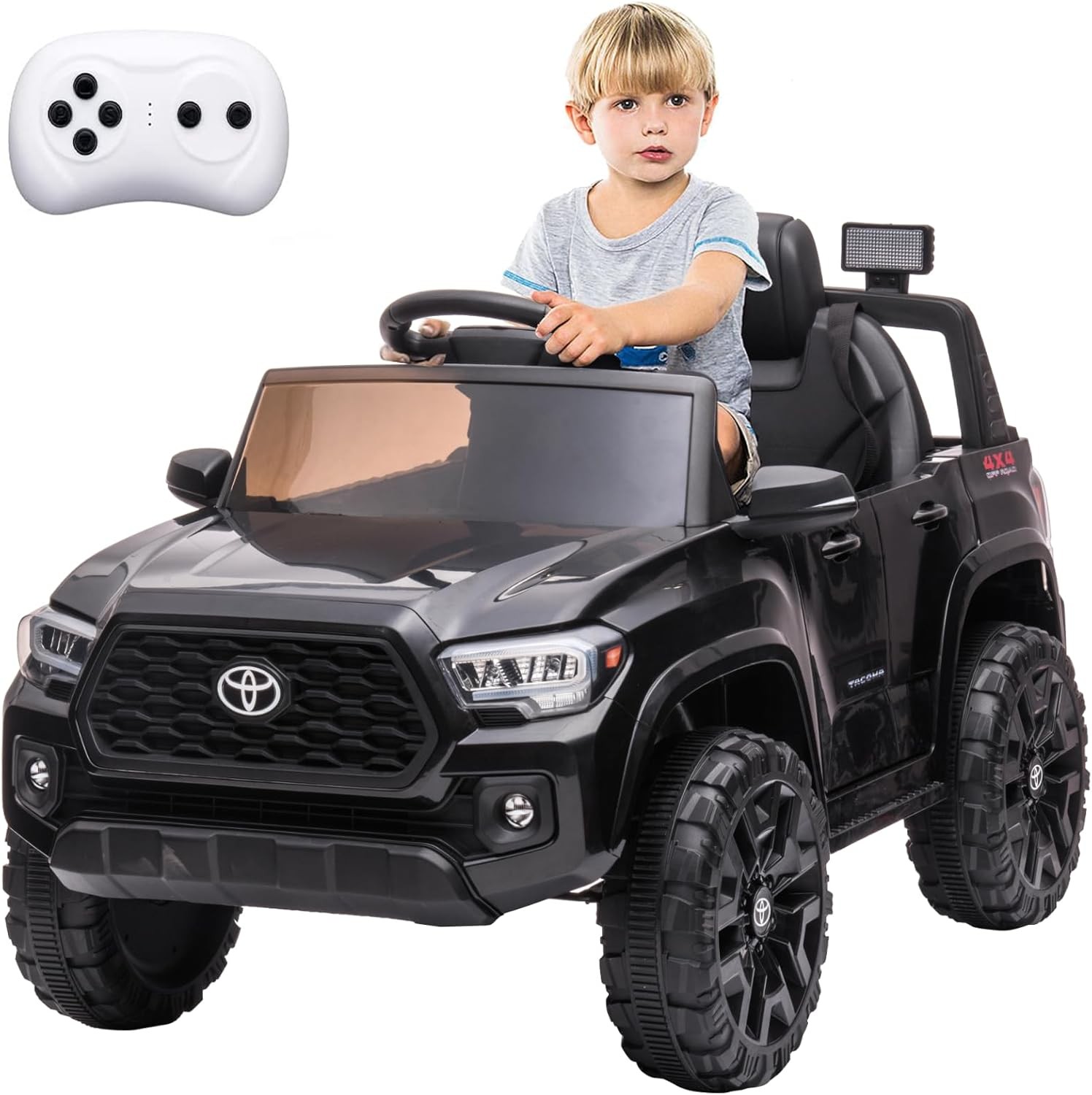Toyota Tacoma Licensed 12V Kids Car with Remote, Safety Belt & Spring Suspension