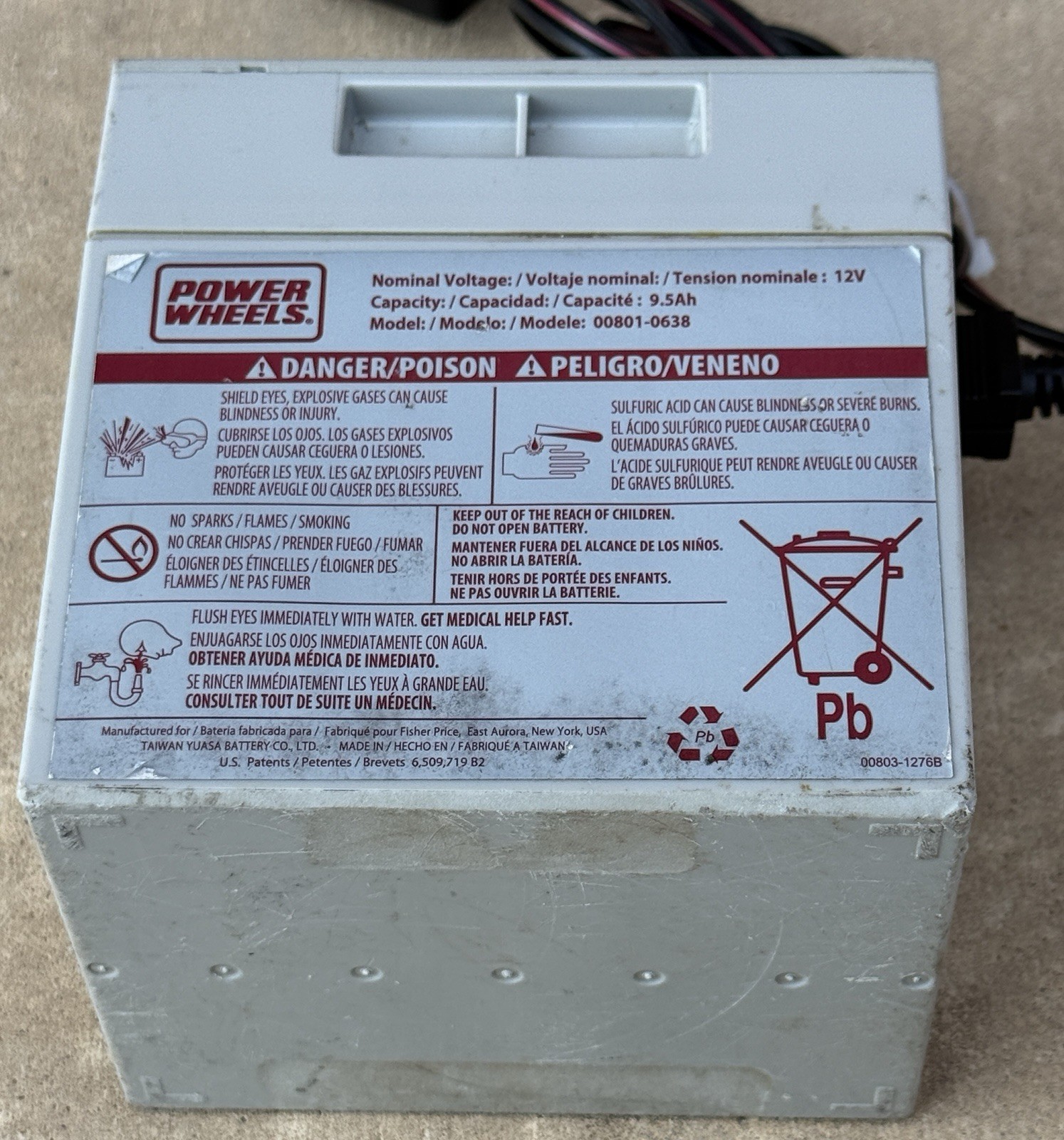 Power Wheels 12V Gray Battery 00801-0638 + 12 VOLT Charger Fisher Price Genuine