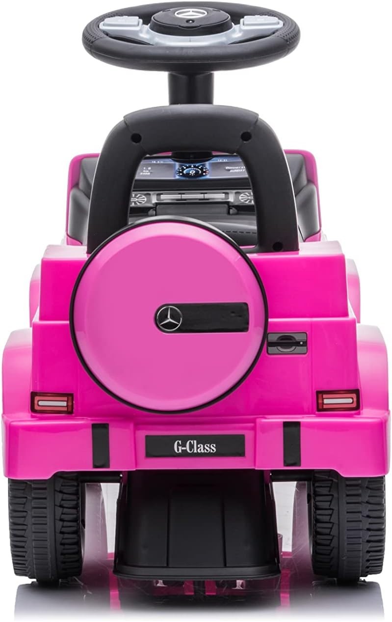Pink Mercedes G-Wagon Push Car for Kids, Working Lights & Horn