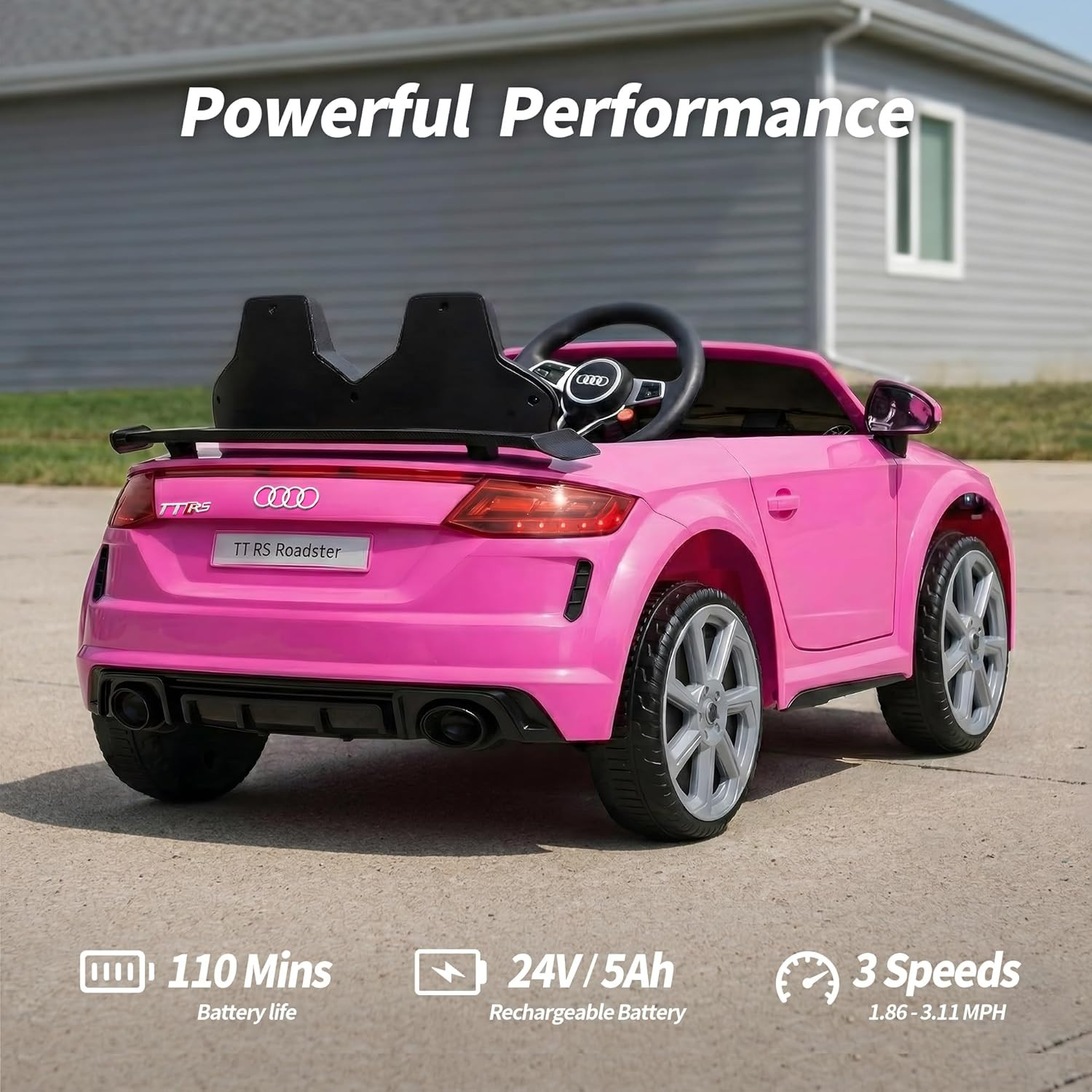 Hikiddo Licensed Audi TTRS Electric Kids Car, 24V Kids Ride-On Toy Car for Toddl