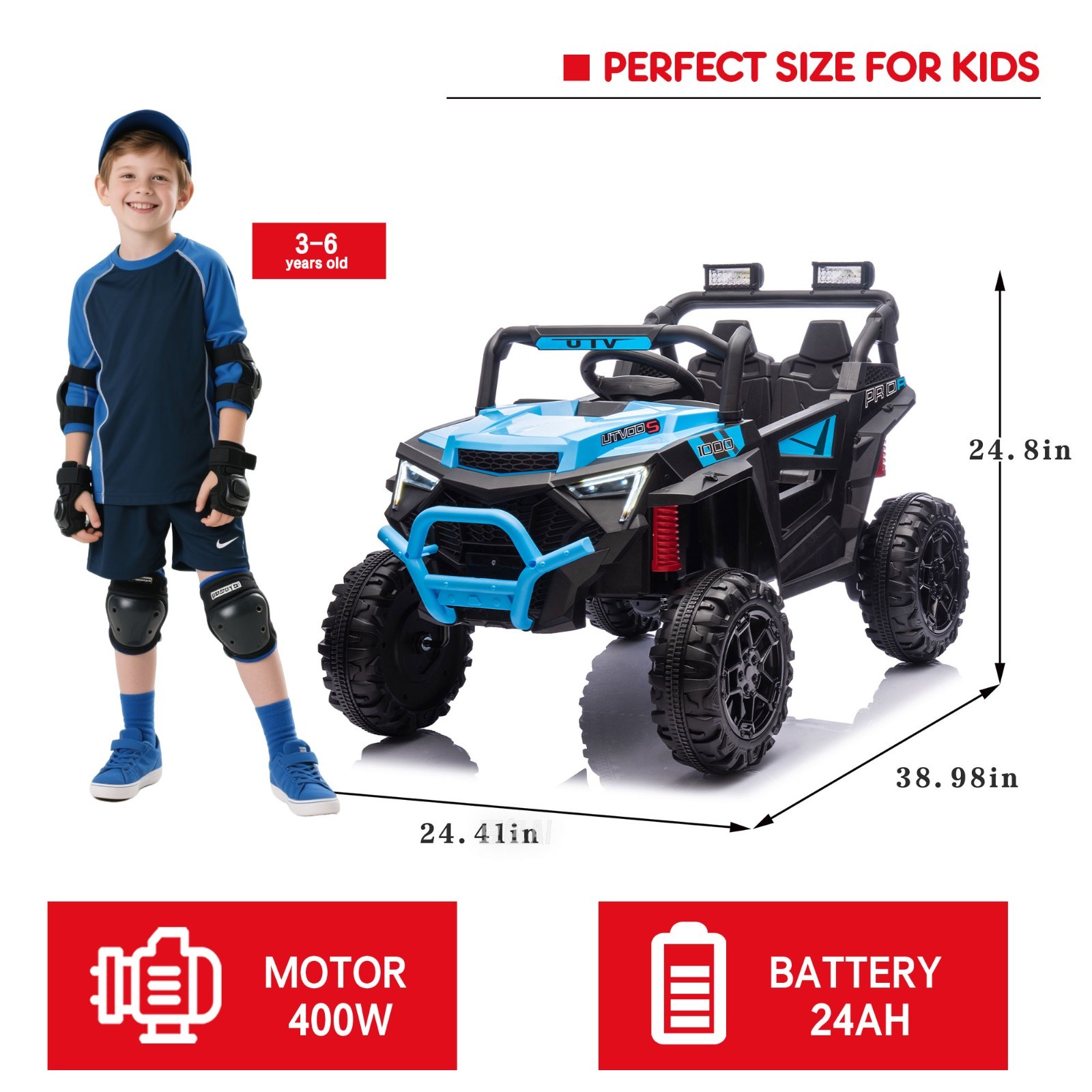 24V Kids Electric Car Ride on UTV Battery Power Wheels with Remote Control Pink