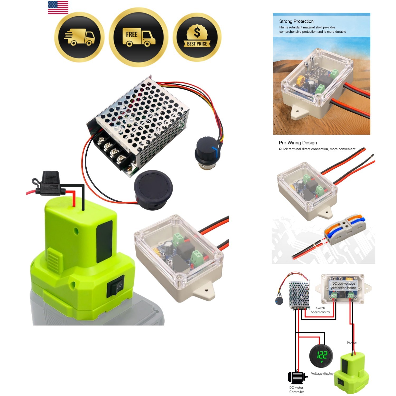Power Wheel Battery Adapter Kit for Ryobi 18V Lithium Battery Converter Safe …