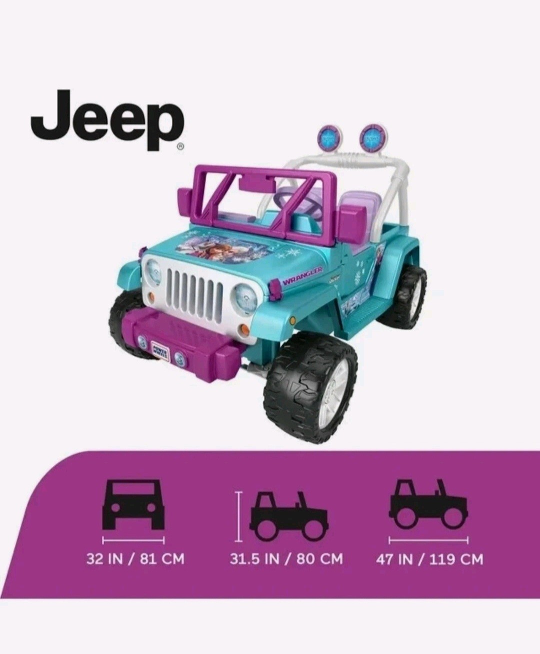 PowerWheels Disney Frozen Jeep Wrangler 12V Battery Powered Ride On Ages 3+ NEW