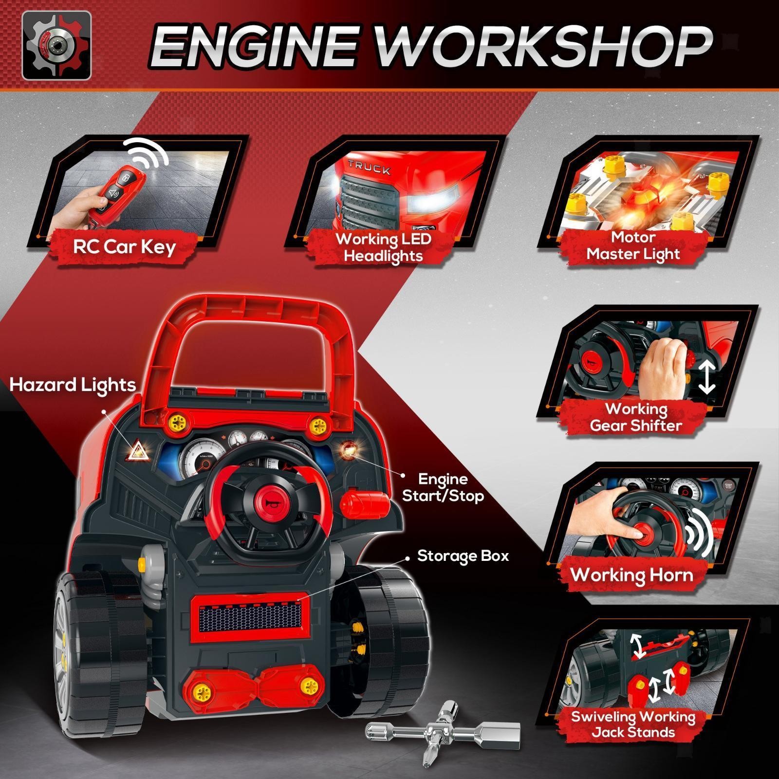 Kids Truck Engine Toy, Kids Mechanic Car Repair Set, Engine Disassembly
