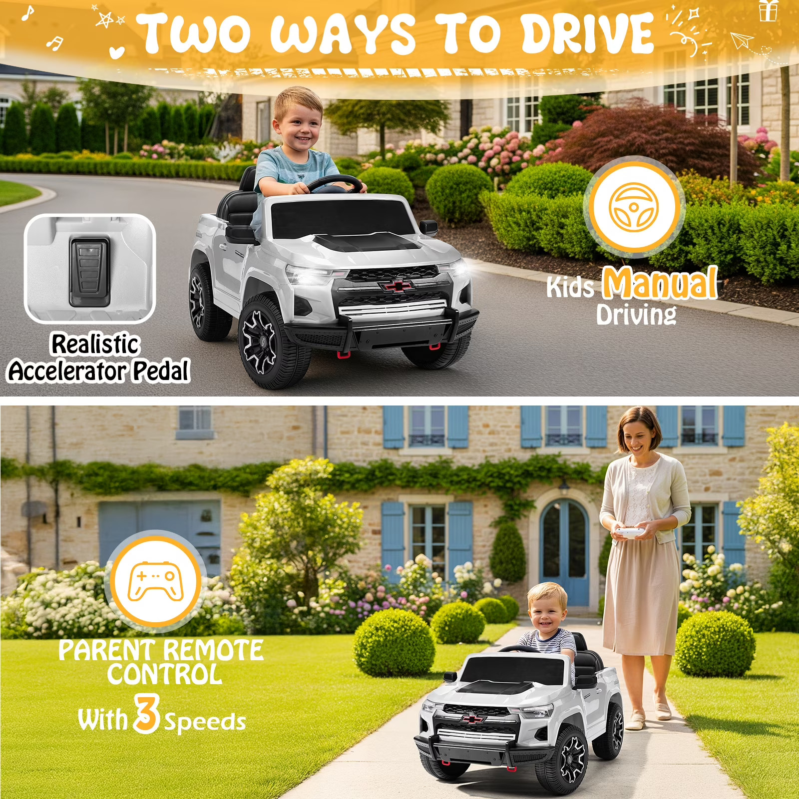 12V Licensed Chevrolet Colorado Ride-On Car for Kids with Remote