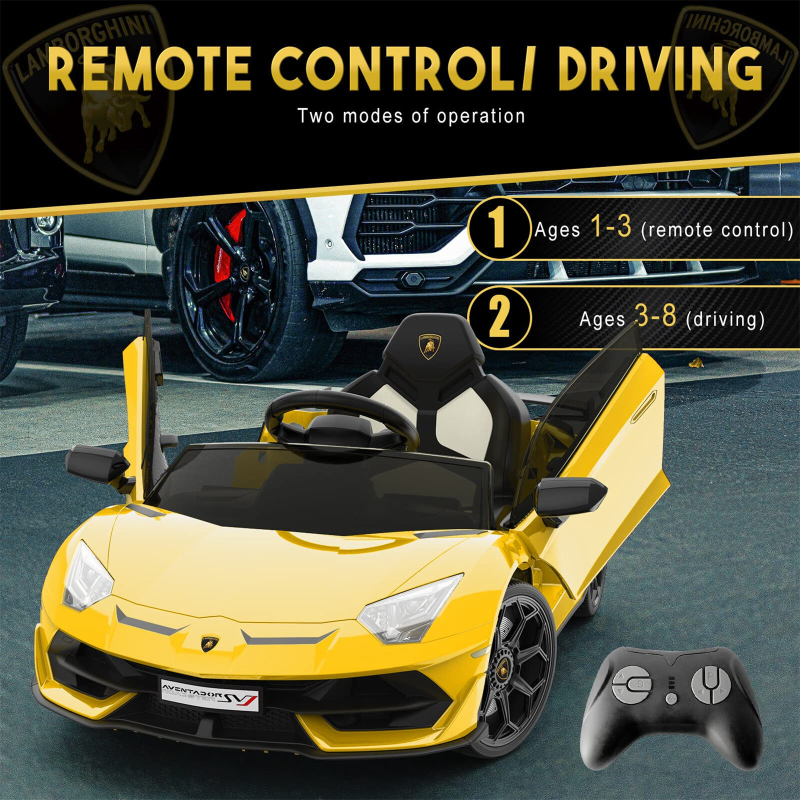 Ride on Car for Kids 12V Battery Powered Sports Car with Control 2 Speeds lights