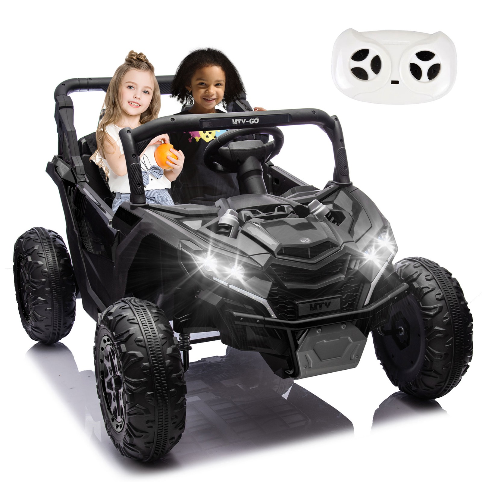 Black 24V Kids Electric Car 2 Seater Ride on Toy Battery Power w/ Parent Remote