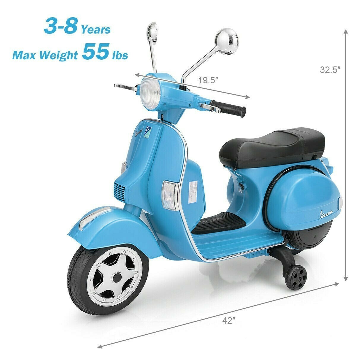 6V Kids Ride on Vespa Scooter Motorcycle with Headlight