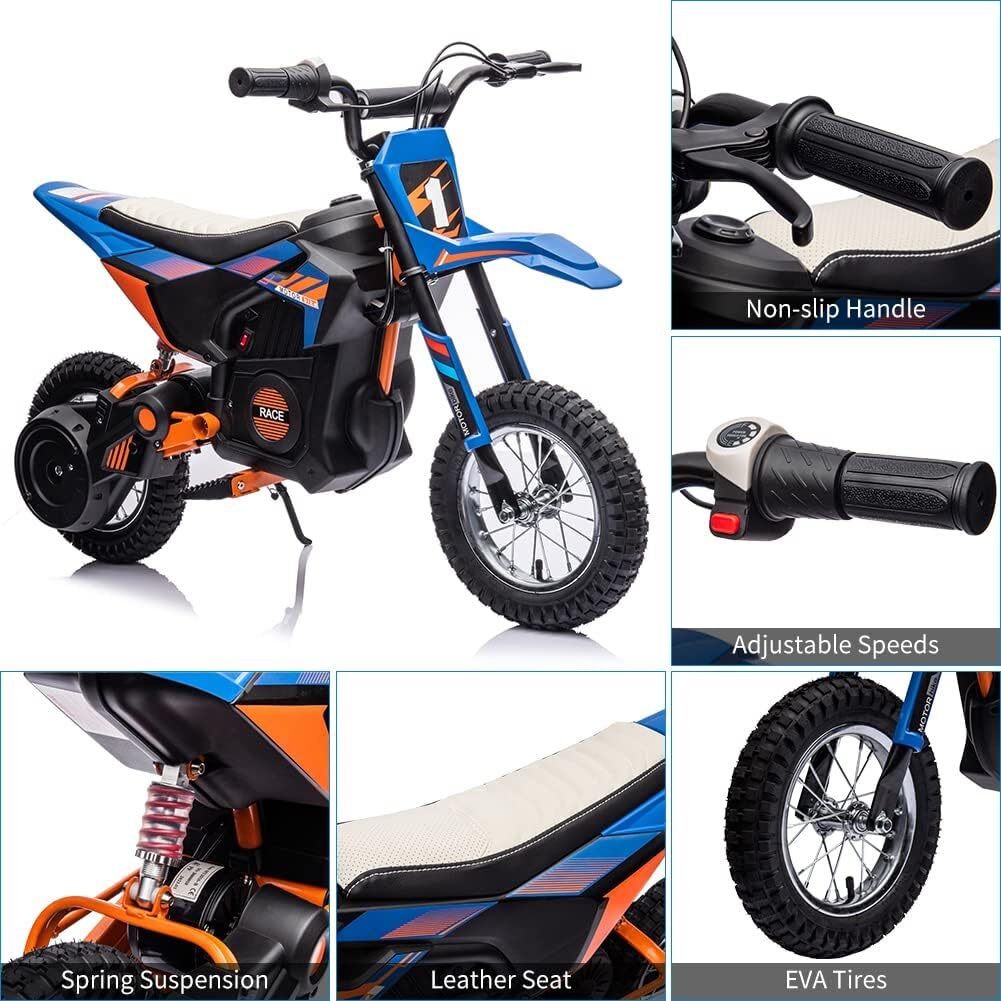 24V Electric Motorcycle for Kids 13.6MPH Fast Speed Motocross Dirt Bike Ride Toy