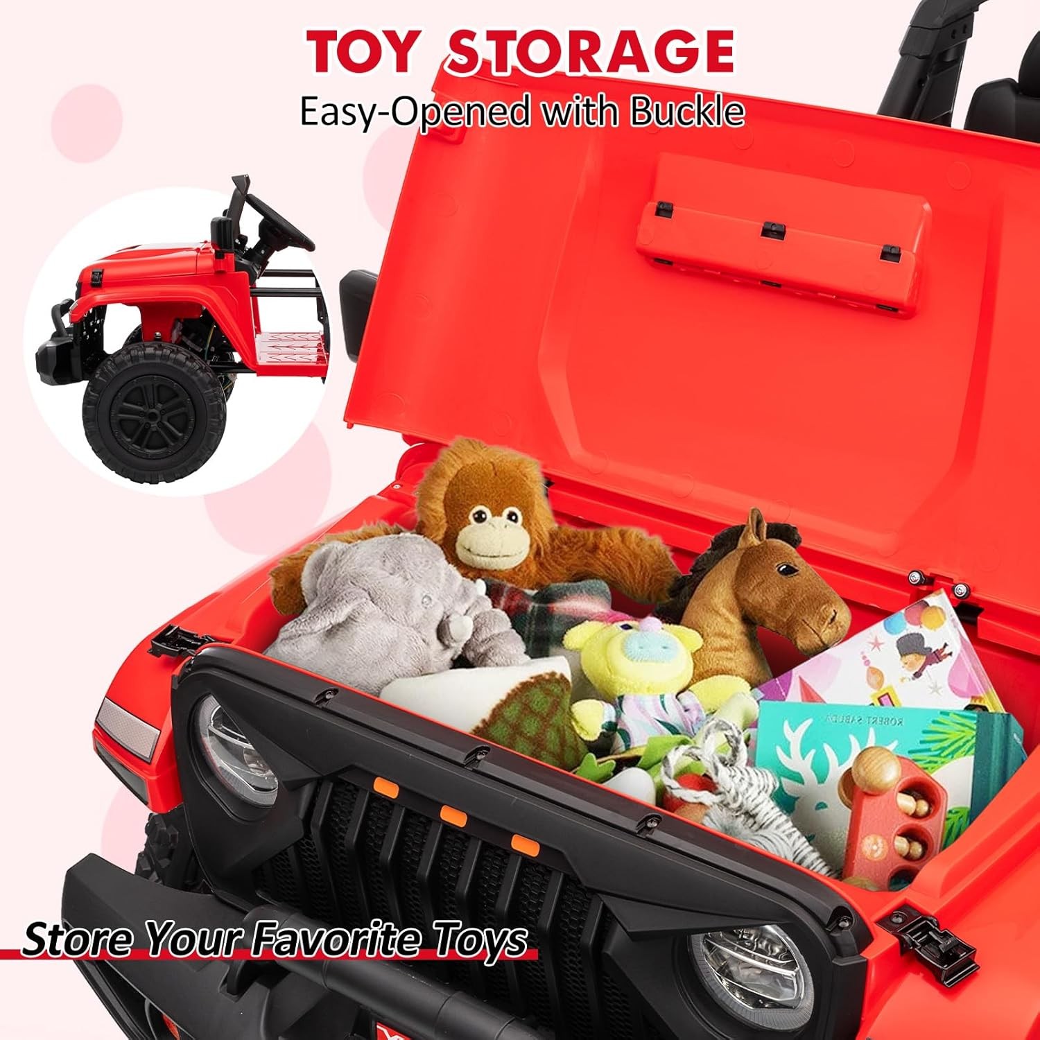 2 Seats 24V Ride On Car 4WD Electric Car Toys for Kids with Remote ＆ 7AH Battery