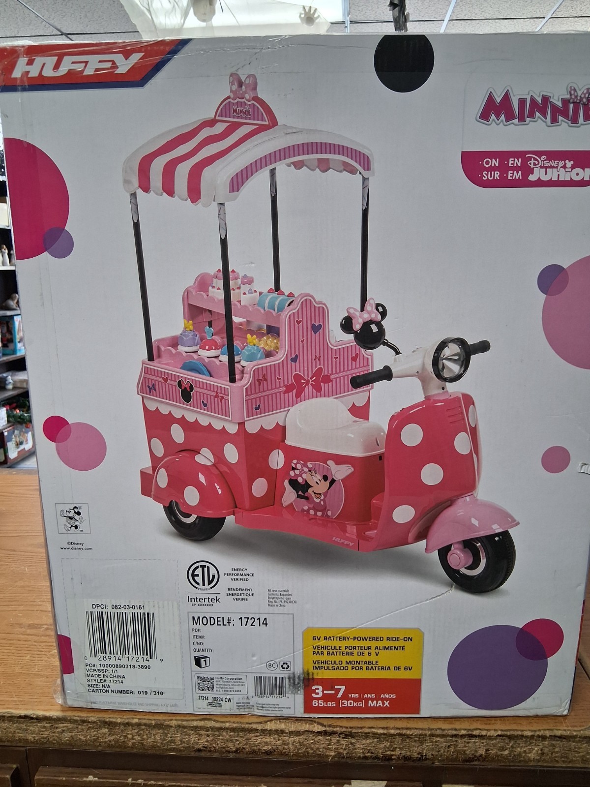 Minnie Mouse 6V Battery-Powered Bakery Cart w/ Baking Set, Ages 3-7, Pink