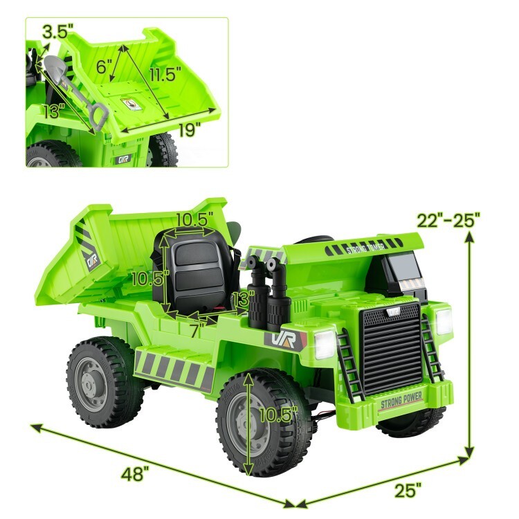 12V Battery Kids Ride on Electric Dump Truck Car Gift Kids w/2.4G Remote Control