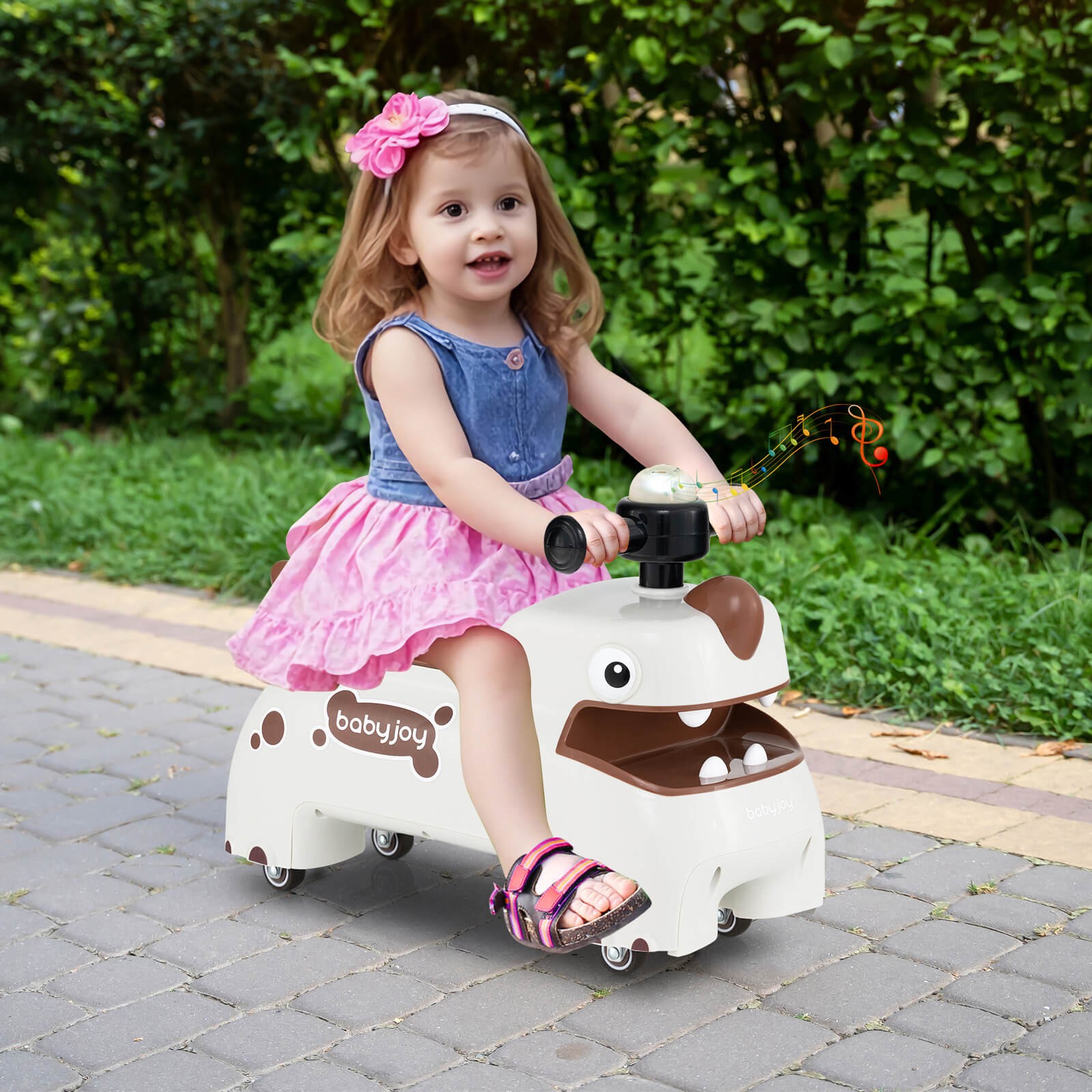 Ride on Toy Baby Dinosaur Sliding Car w/ 4 Universal Casters Under-Seat Storage