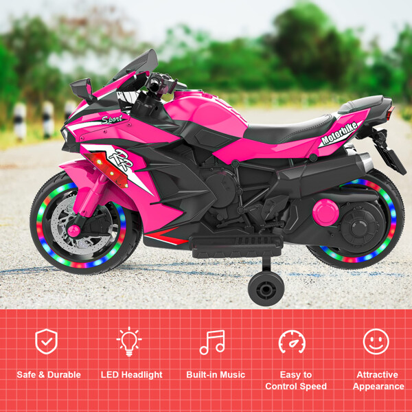 Kids Ride On Dirt Bike 12V Electric Motorcycle Training Wheel Light Music Gift
