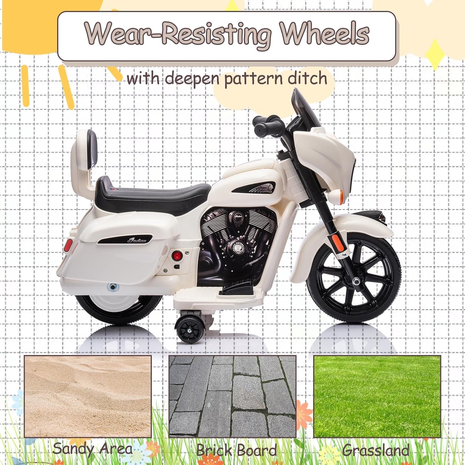 6V Kids Motorcycle,Electric Motorbike w/ Training Wheels,Toddler Motorcycle Gift