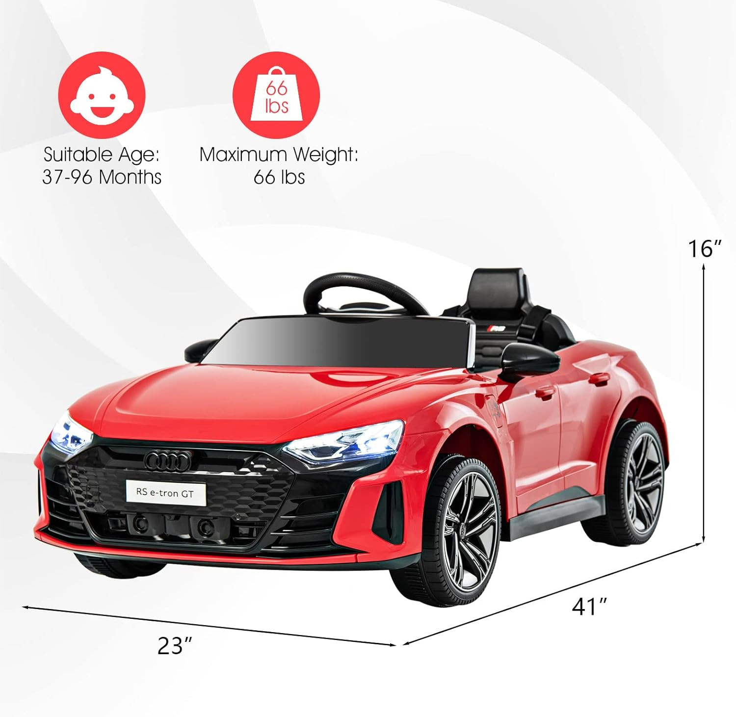 12V Kids Ride on Car, Licensed Audi RS E-Tron GT Electric Vehicle with Remote Co