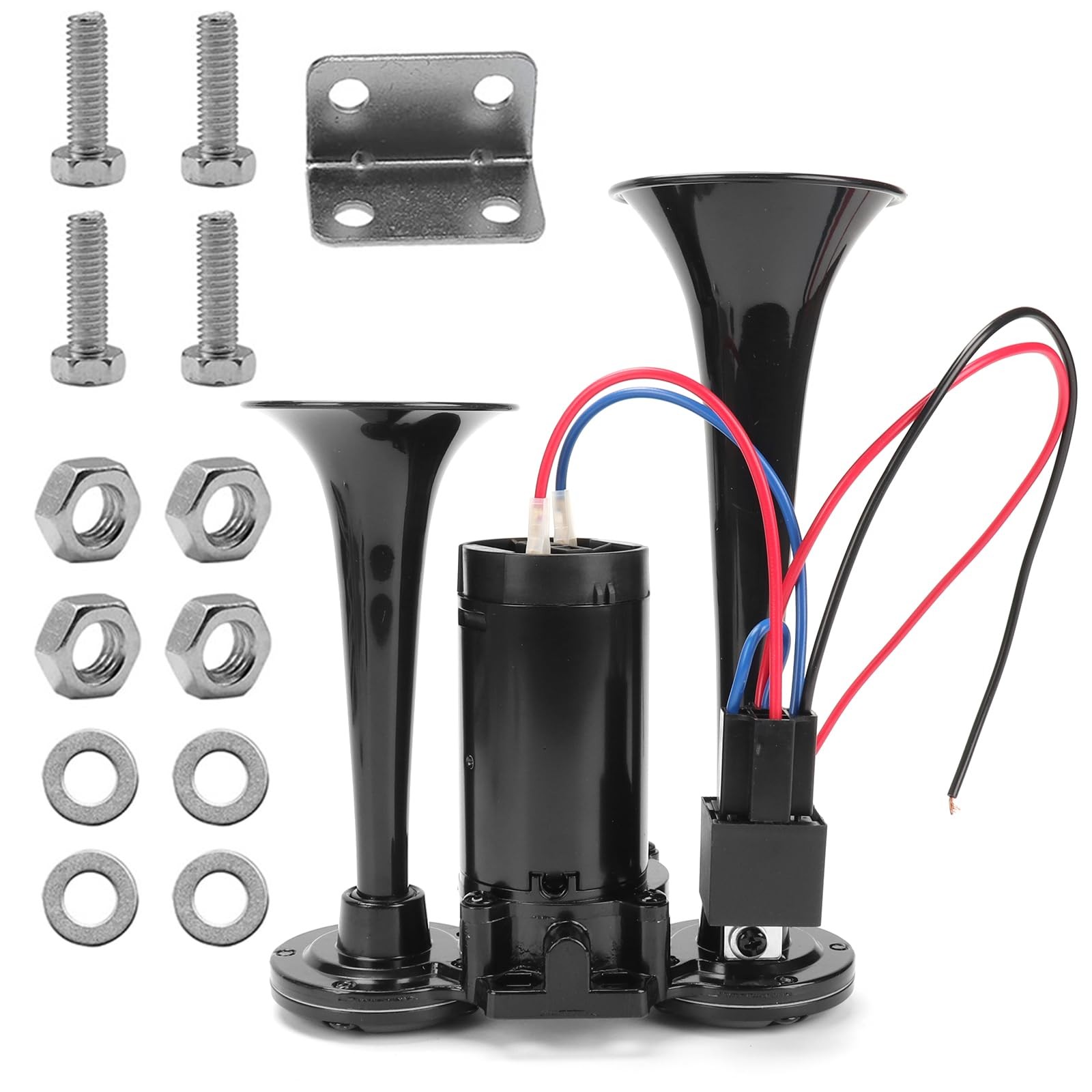 Black Air Horn For Truck Car 150DB Super Loud Dual Electric Train Compressor