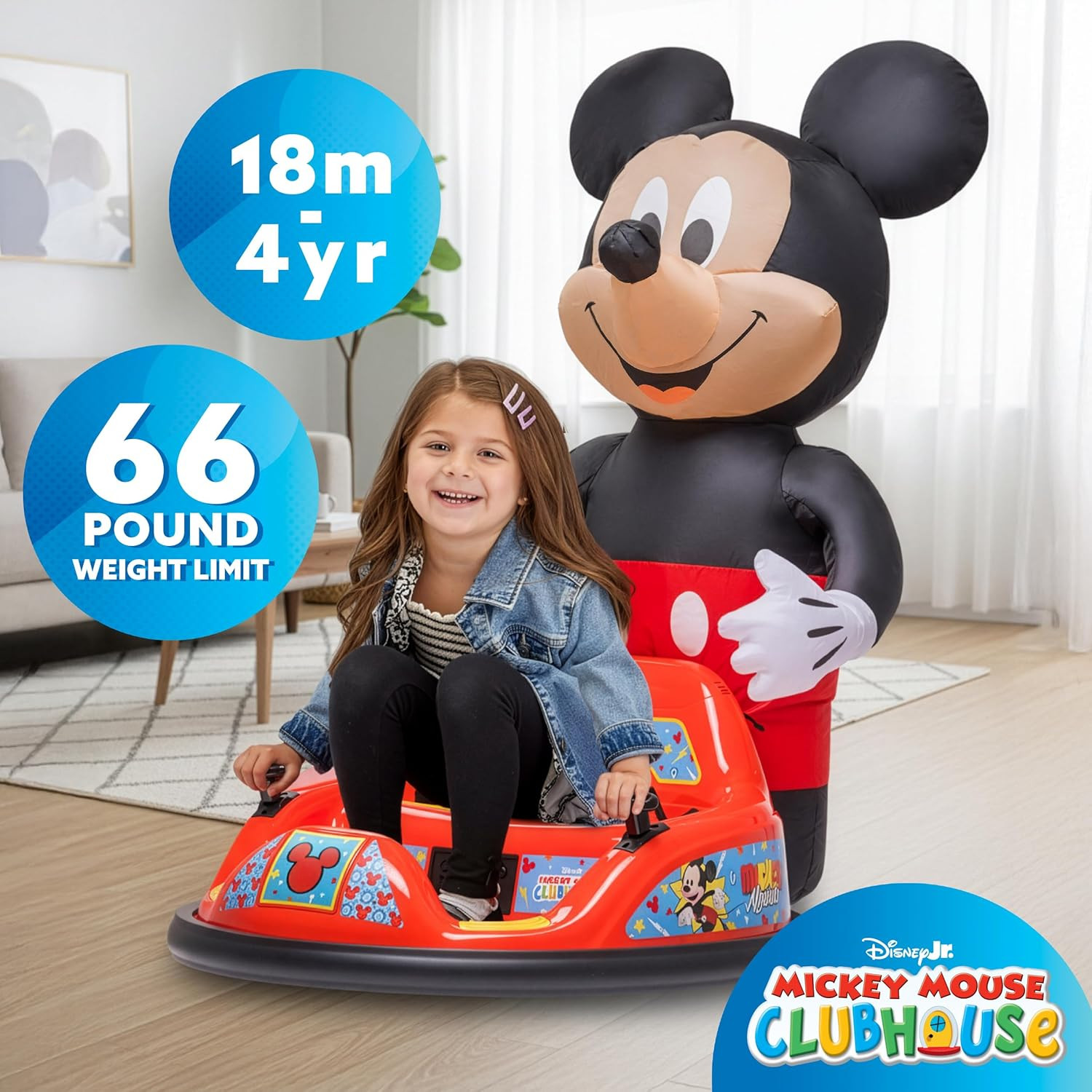 6V Mickey Mouse Toys Toddler Bumper Car – Ride on Toddler Toy, Kids Electric Bum