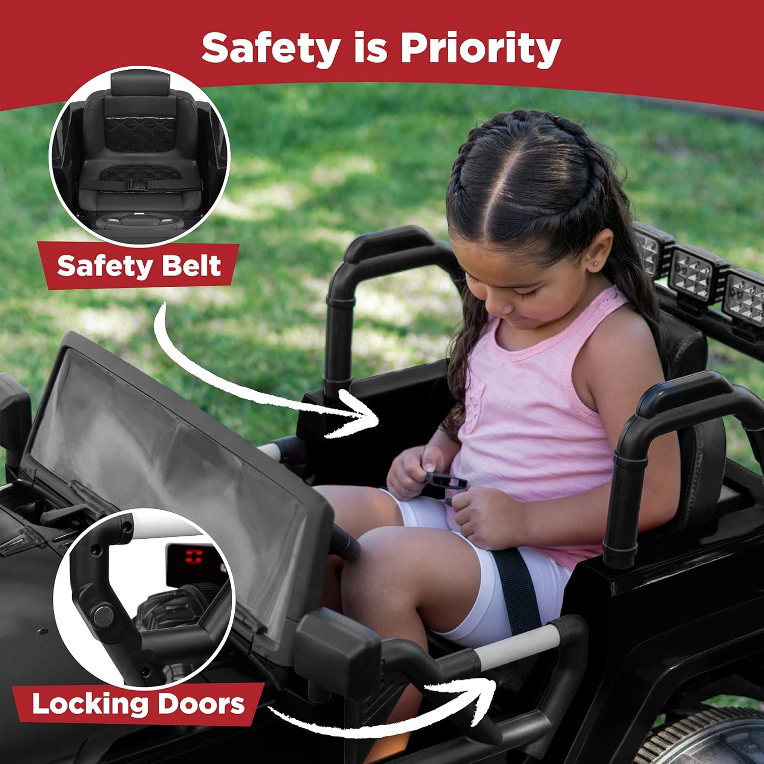 12V Kids Ride-On Truck with Remote, 3 Speeds, LED Lights, Bluetooth – Black