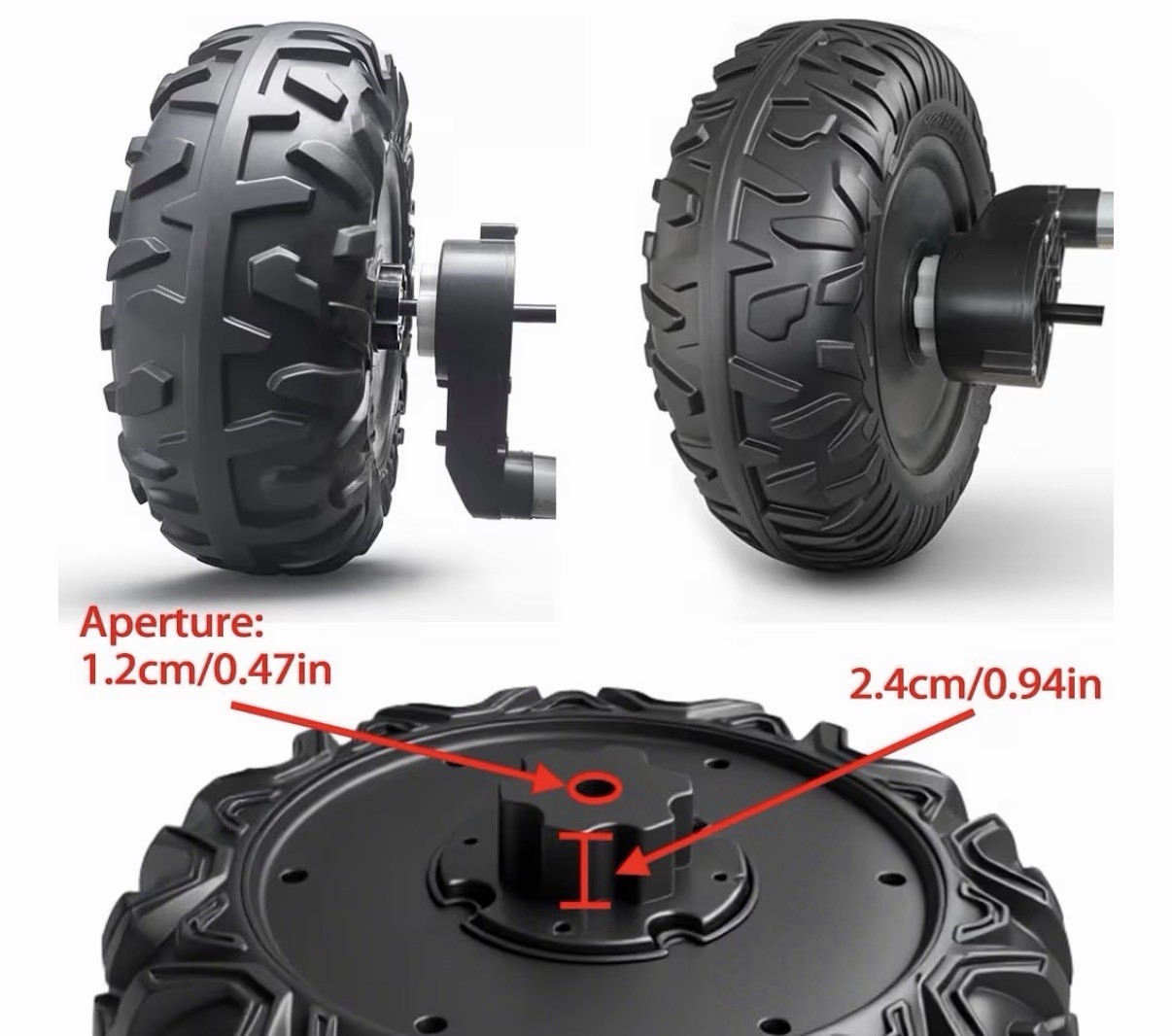 2 Pack 30CM/11.8” PU Solid EVA Foam Tire for Power Wheels,1.2CM/0.47in Apert…