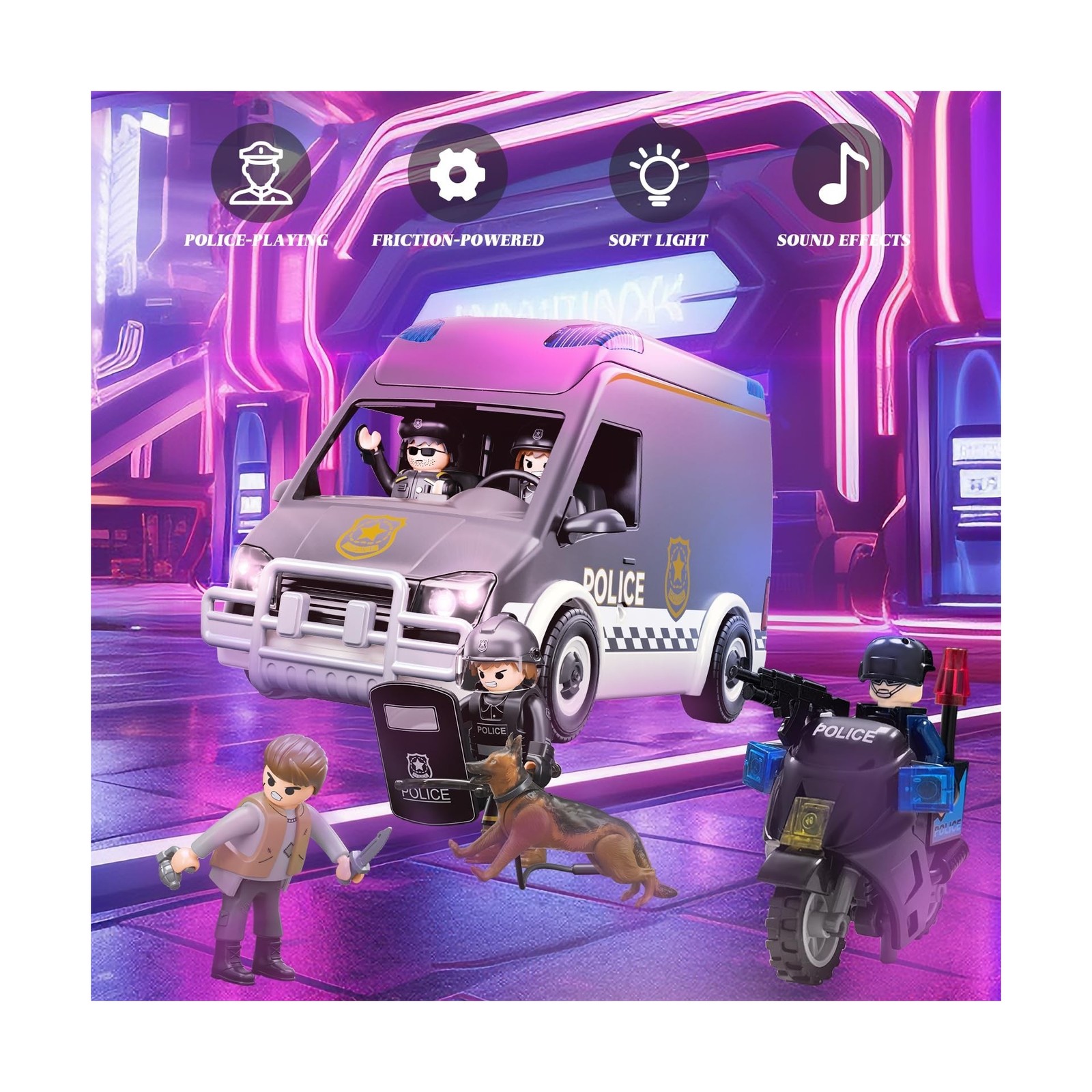 Police Car Toy Truck for Kids 3-8, Large Toy Cars with Lights &… FAST USA SHIP