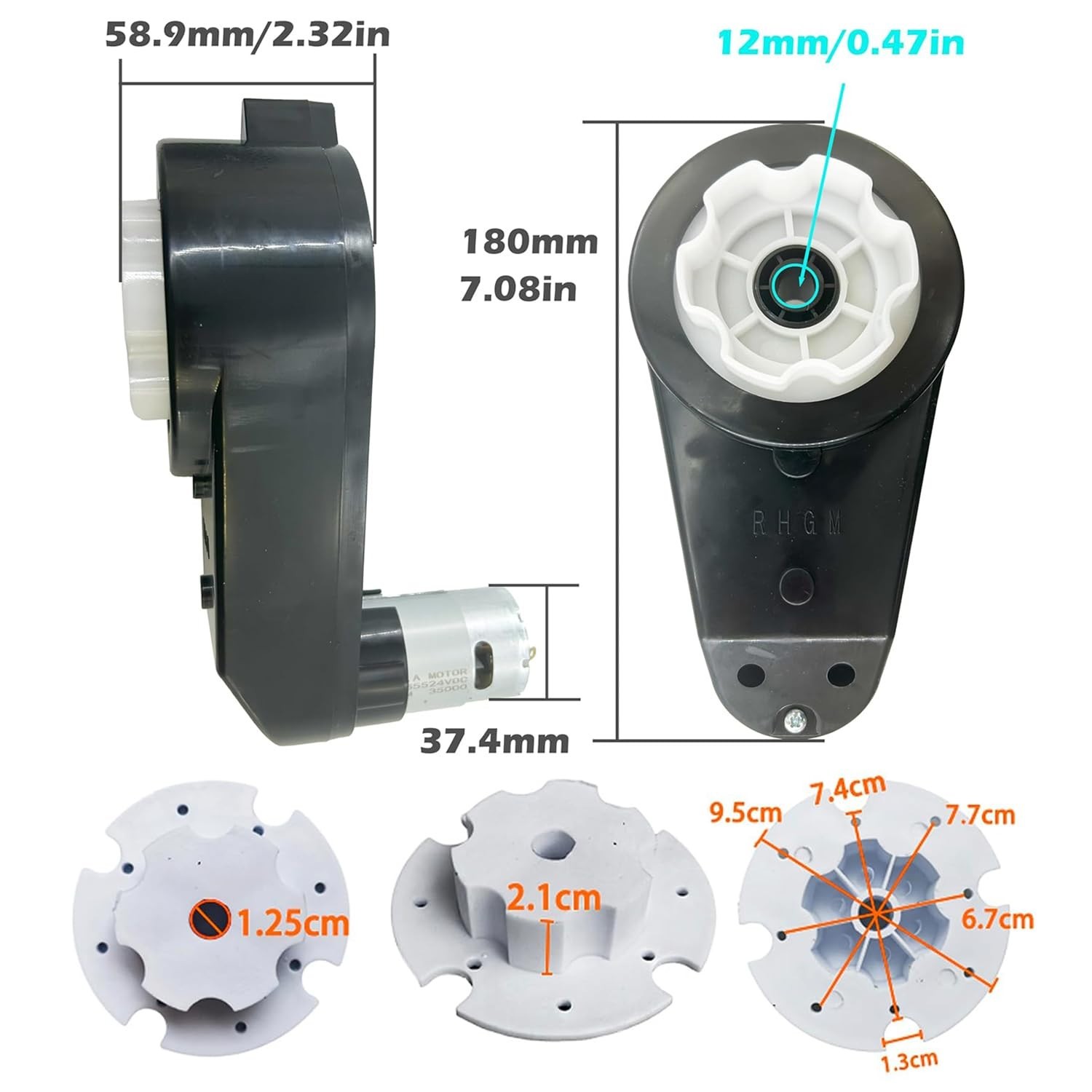 2PCS 12V High-Speed Motor Gearbox for Kids Ride On Car