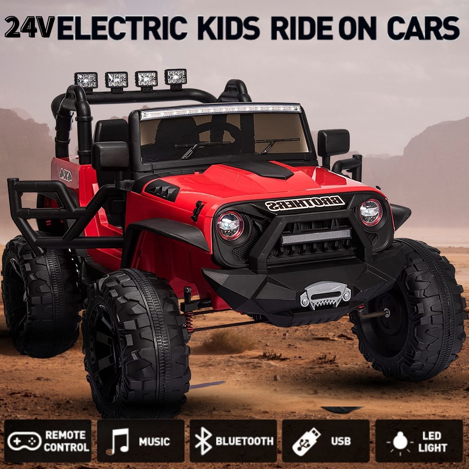 24V Powered Electric Off-Road UTV Ride Toy 400W Electric Vehicle with Remote&LED
