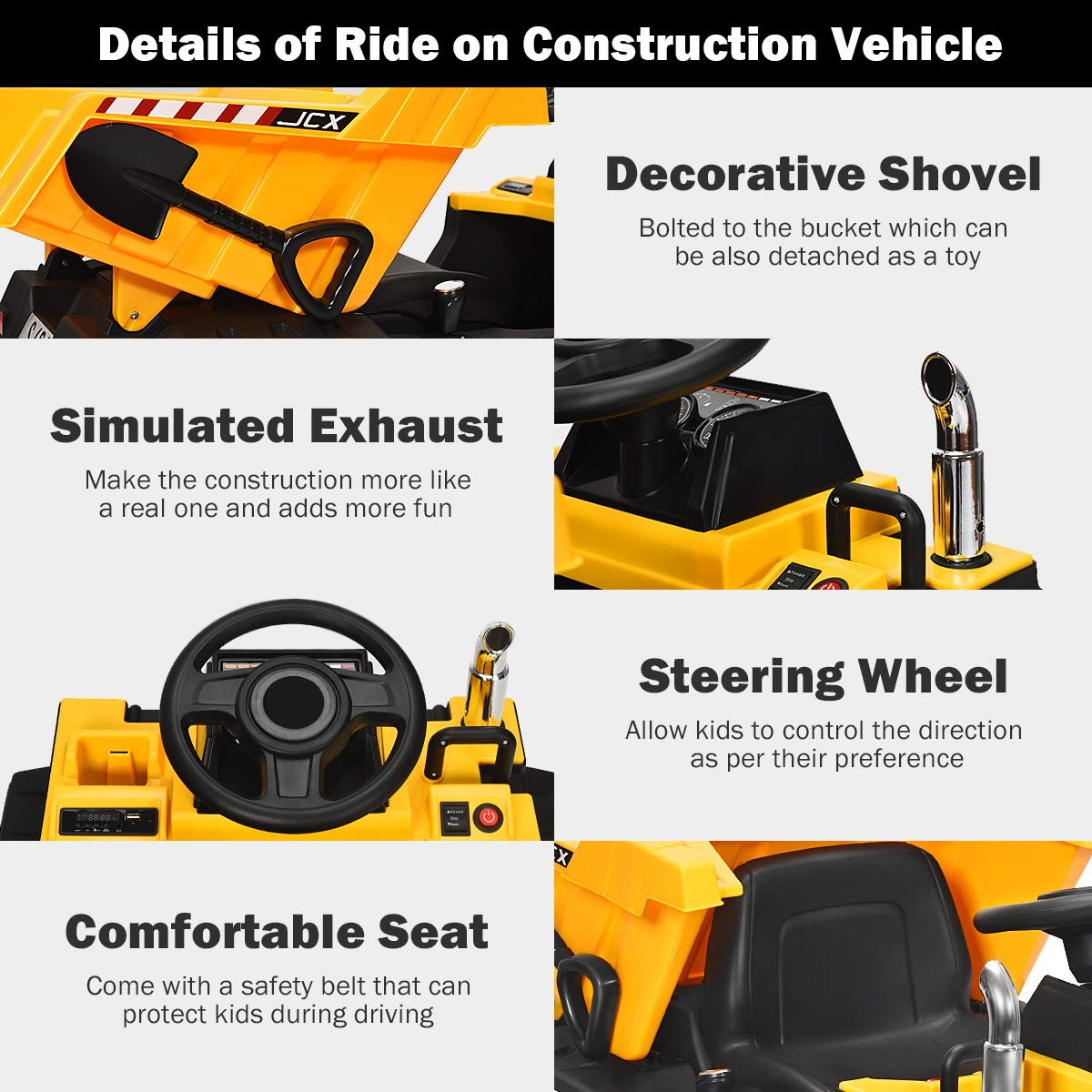 Costzon Ride On Car 12V Ride On Dump Truck W/Remote Control Electric Dump Bed