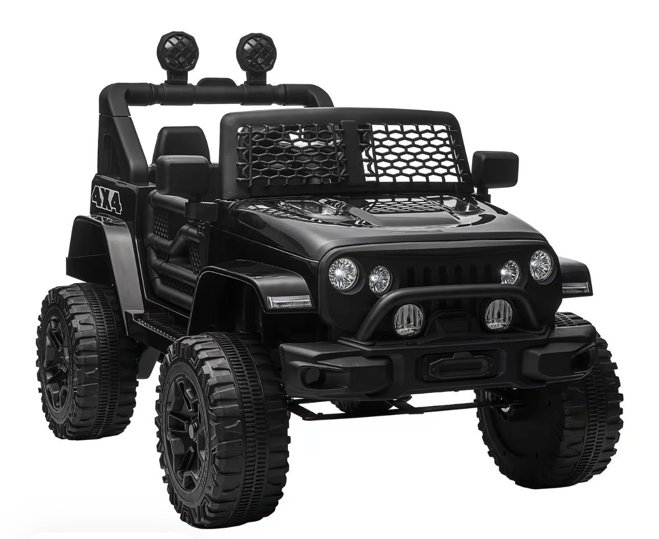Kids 4×4 Battery Powered Ride-On Jeep Style Car w/ Lights 39.25″ Black/Red/Pink