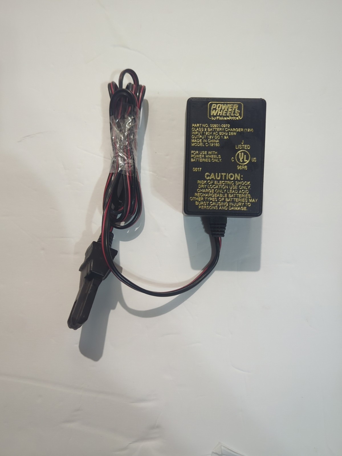 Genuine Power Wheels Charger Adapter Plug Battery AC DC 12VDC 00801-0972 12V