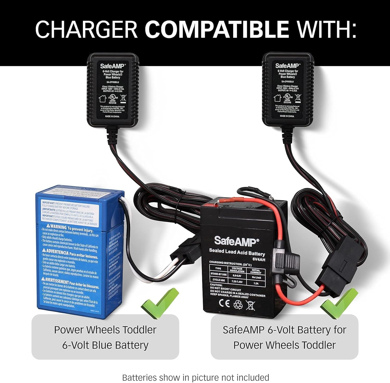 Compact 6V Power Wheels Battery Charger for Fisher-Price with Certification