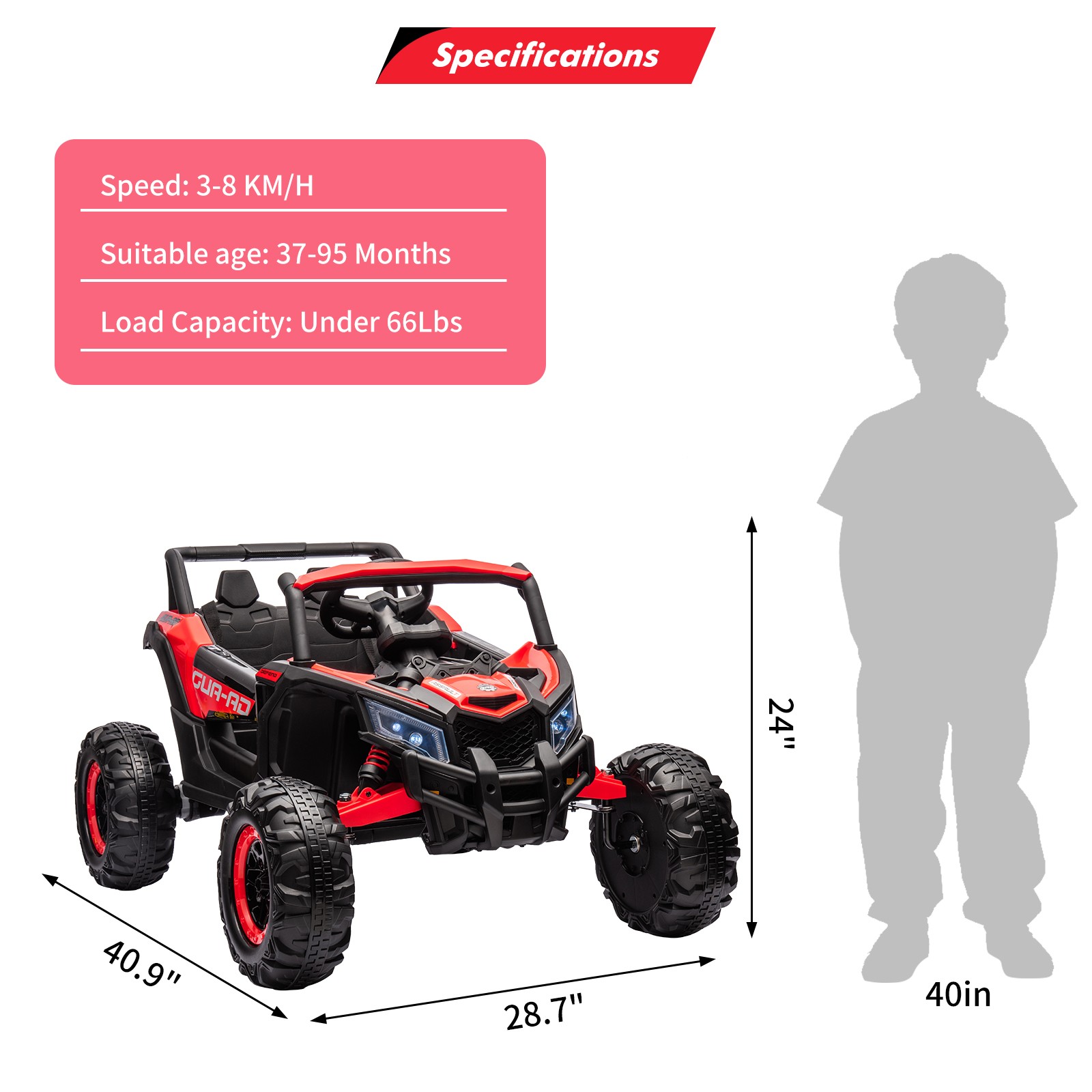 Electric 24V UTV for Kids w/ Remote, LED, EVA Tires, Music, Safe Durable Ride On