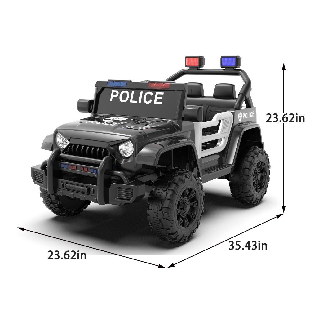 12V Kids Electric Police Car W/Parent Remote Control Kids Aged 2-4 music MP3 USB