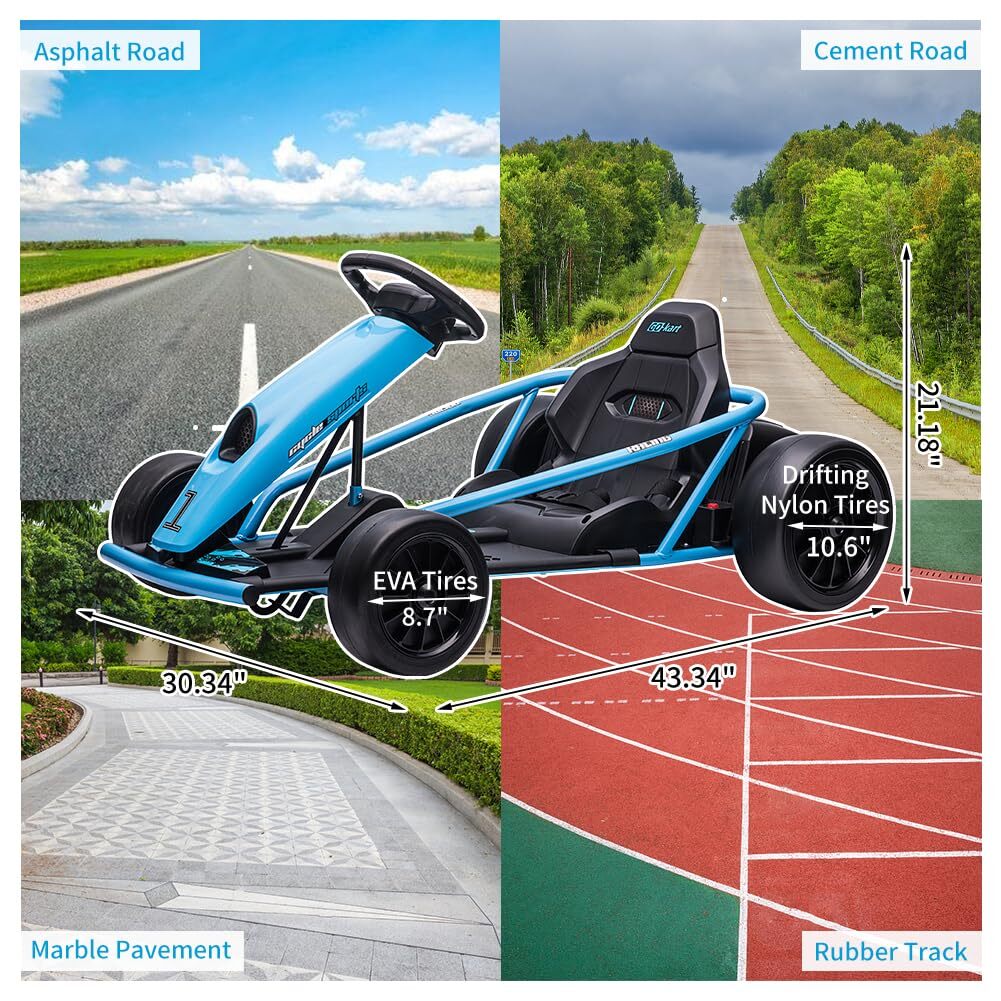 24V Electric Go Kart for Kids Ride on Go Kart Drifting Circling Car Music Gift