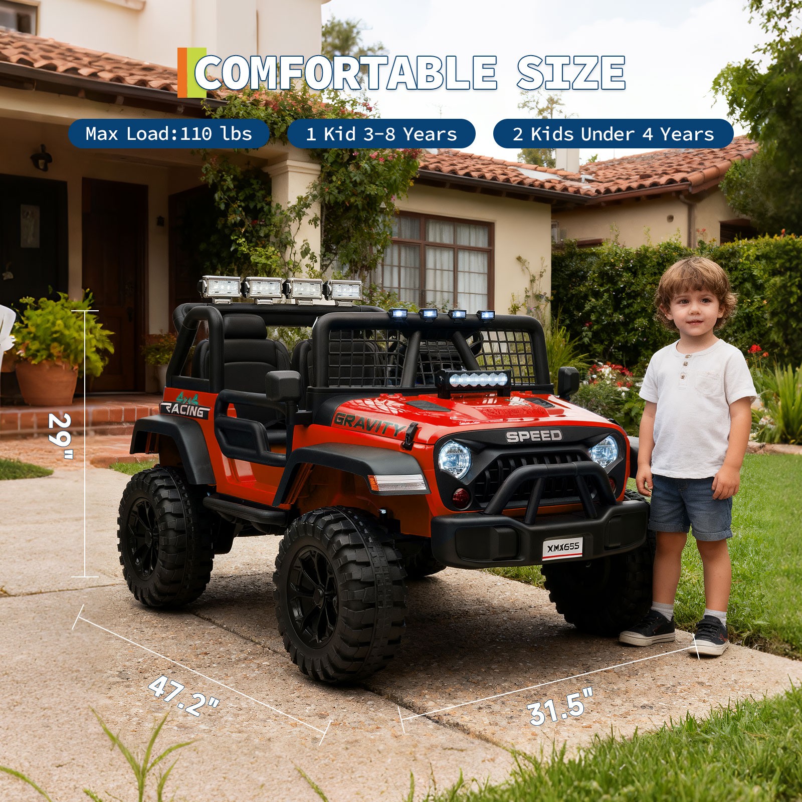 24V Ride on Car for Kids,2 Seater Electric Truck, Electric Vehicle for 3-8 Years